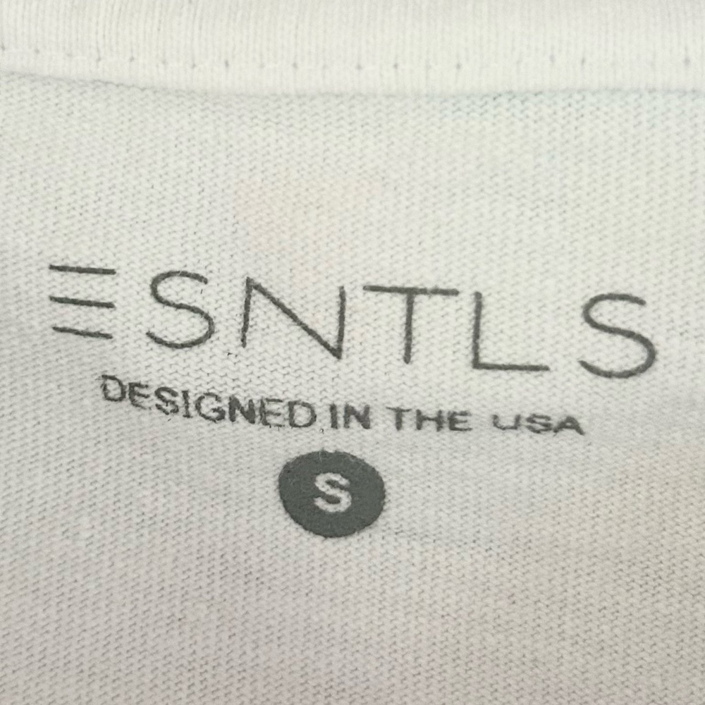 ESNTLS Cotton Hemp White Crew Neck Long Sleeve Relaxed Shirt Athleisure Men’s S - Picture 2 of 9